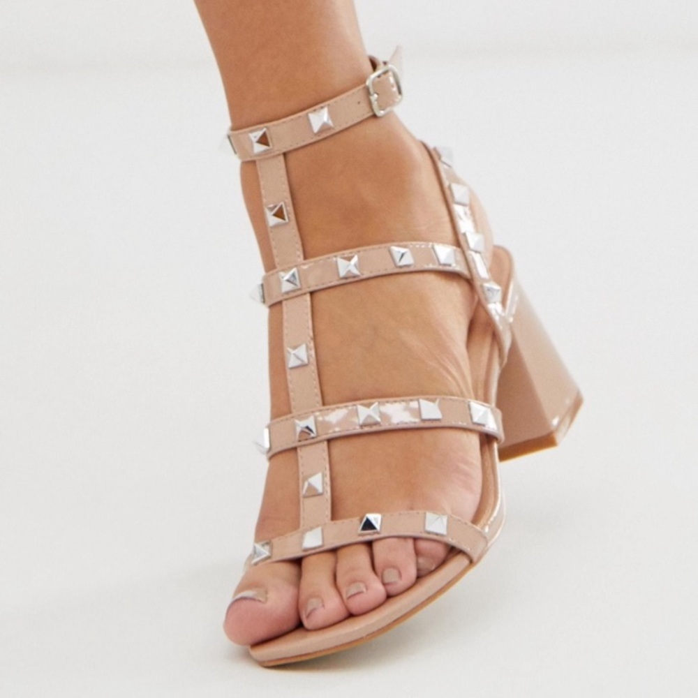 ASOS Public Desire Blush Studded Block Heel